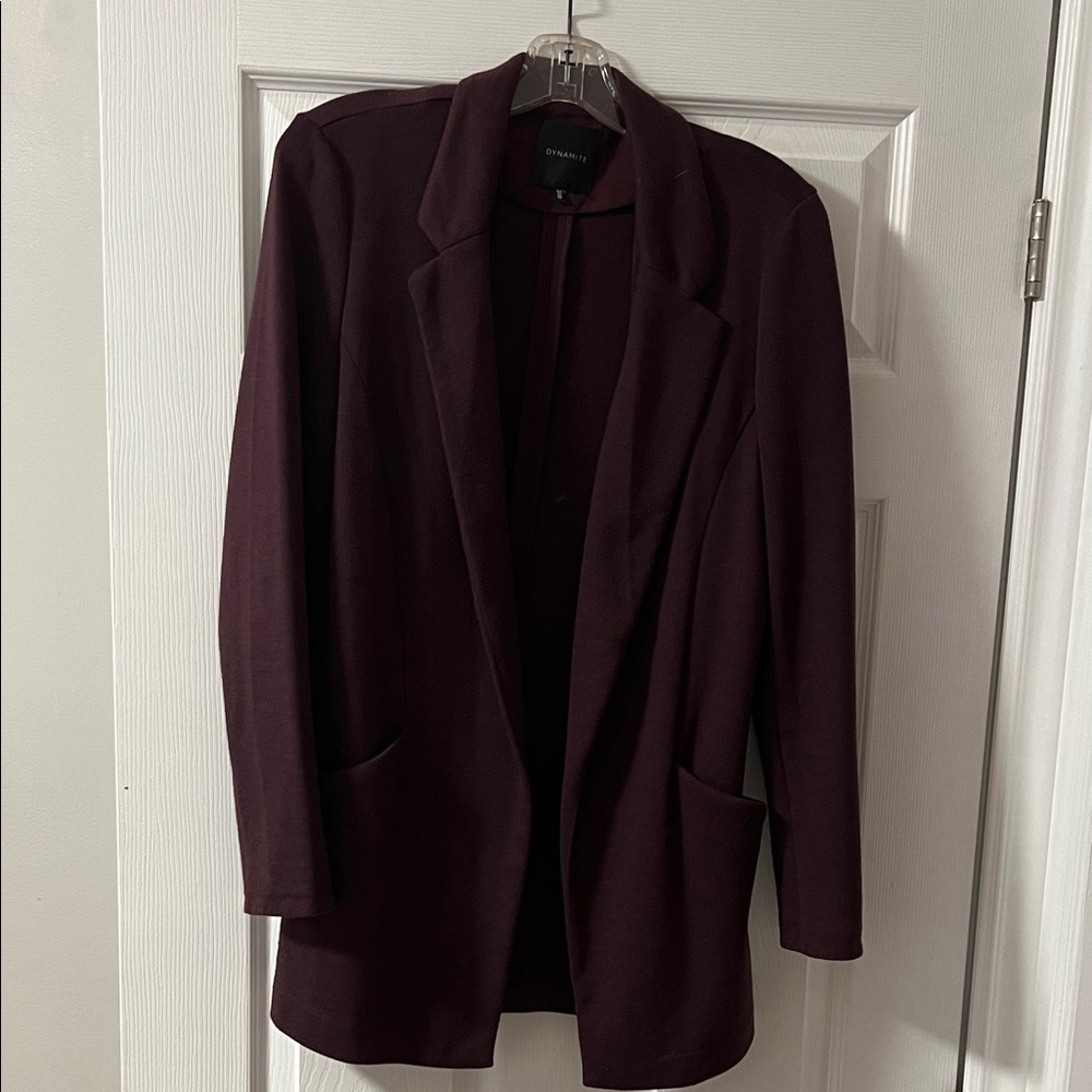 Dynamite Deep Burgundy Open-Front Blazer